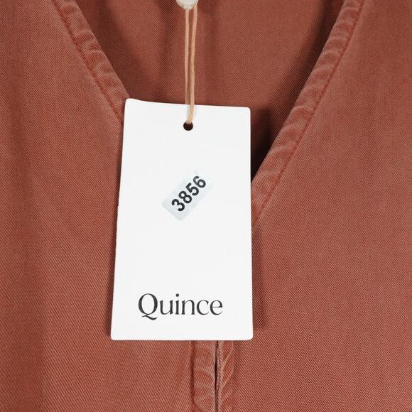New Quince Womens Medium Vintage Wash Tencel Button Front Dress Terracotta 3856Y - Picture 6 of 10